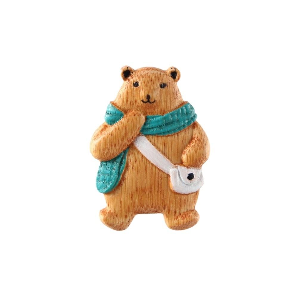 Guitar Bear Animal Pin Scarf Bear Badge Exquisite Sweater Wooden Brooch Party
