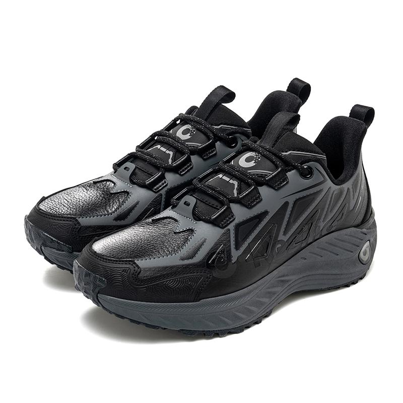 ONEMIX Autumn Winter Leather Walking Shoes Men Non-slip Wear-Resistant Hiking Shoes Soft Elastic Shock Absorbing Running shoes