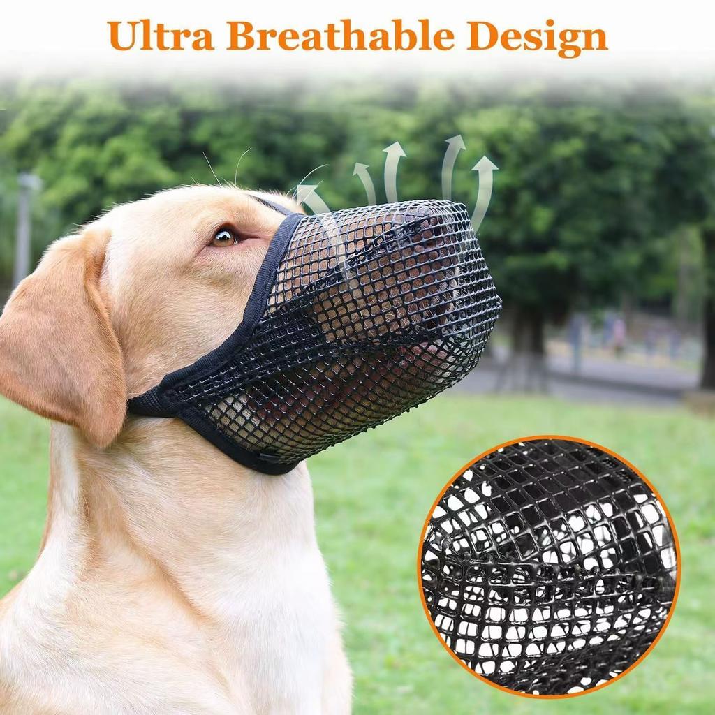 Dog Mouth Cover Breathable Mesh Muzzle For Large Dogs Anti-bite Anti-bark Anti-eating Mask For Golden Retriever & Big Dogs