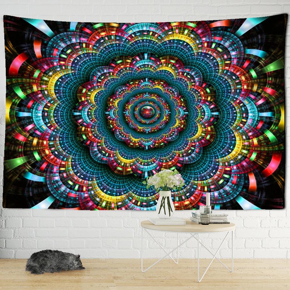 India Mandala Tapestry Wall Hanging Boho Decor Wall Cloth Tapestries Psychedelic Hippie Night Moon Tapestry Mandala Wall Carpet