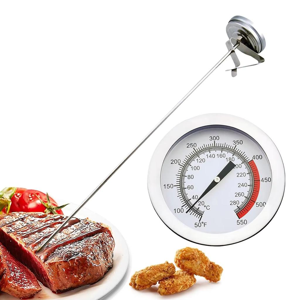 Fry Thermometer with Instant Read Dial Thermometer Stainless Steel Stem Meat Cooking Thermometer Best for Turkey BBQ Grill