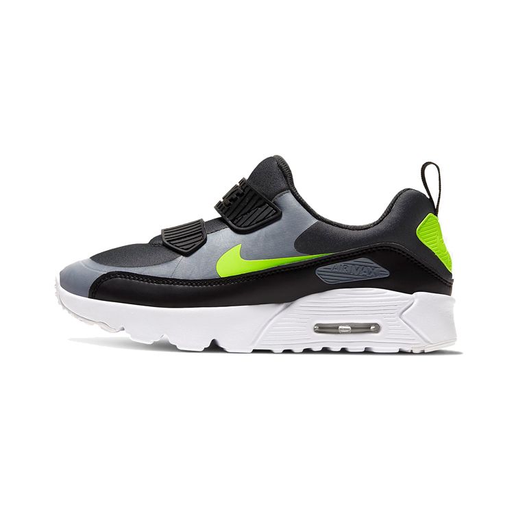 

Nike Air Max Tiny 90 Синтетическая кожа Липучка Амортизация Низкий верх Кроссовки для бега Детские кроссовки Круто-серый Желтый 881927-019 28