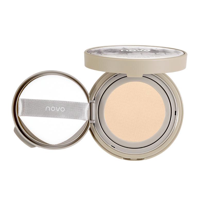 NOVO Flawless Cushion Foundation: Lightweight, Oil-Control, Moisturizing, Waterproof, Long-Lasting Creamy Foundation