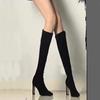 Knee suede boots women's thin boots autumn high boots pointed high heels apricot but elastic