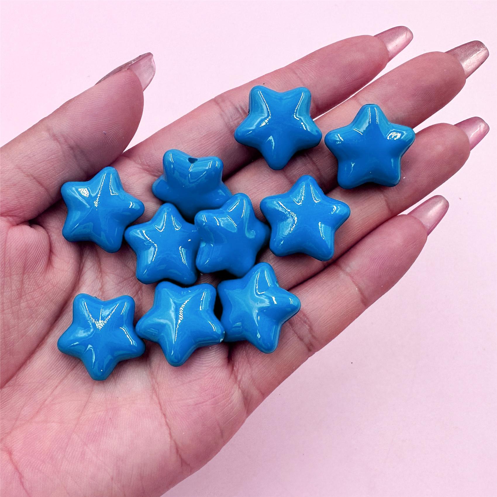 

Ожерелье, серьги, 19 мм, трехмерные акриловые украшения, материалы из бисера, бусины с пятиконечной звездой, 10 шт. синий