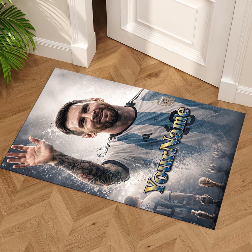 Messi Customize Text Floor Mat Suitable for Balcony Bedrooms Dormitory Kitchen Antislip Carpet Office home decor Perfect Gift for Women/Men