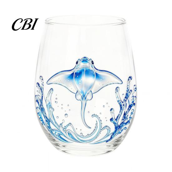Elegant Celebration Glass Gift Marine Animal Theme Clear Tumbler, Handcrafted Painted Glassware, Handmade Borosilicate Glassware Creative Unique