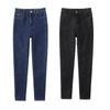 Jeans Skinny Negros para Mujer con Forro de Forro Polar, Extra Largos, de Cintura Alta, Ajuste Delgado, Primavera/Otoño 2023.