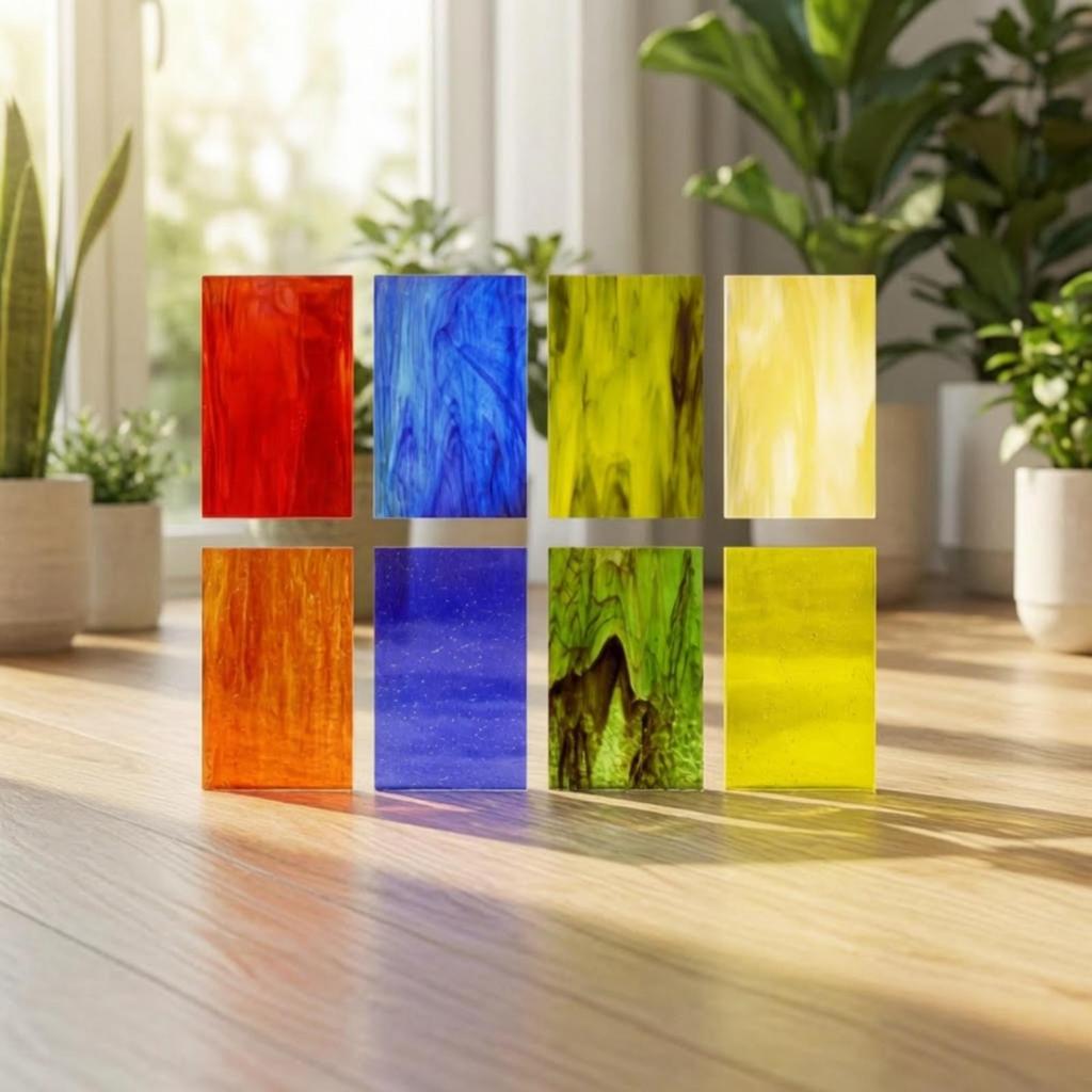 8 Pieces Glass Sheets Easy for Ornament Making, Mosaic Makers
