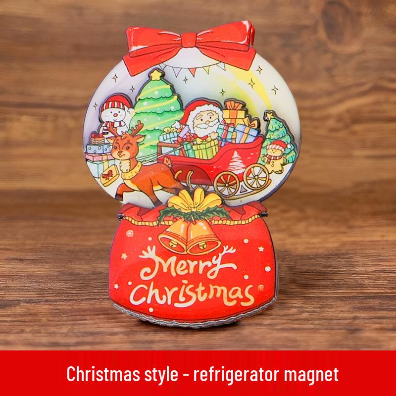 Niestandardowe Drewniane Świąteczne Magnesy na Lodówkę z Kreskówkami - Kreatywne Ozdoby Świąteczne DIY i Prezenty