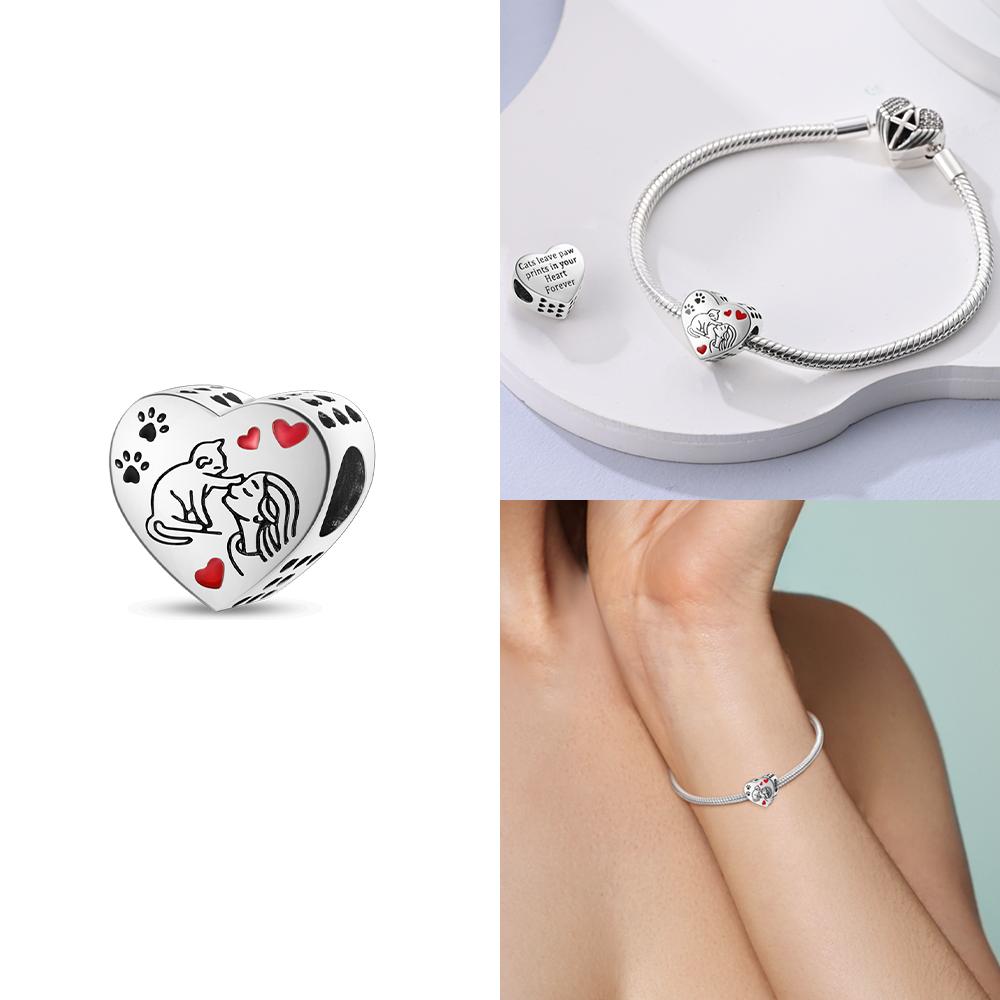 Charm Beads Love Heart Family Charms Pendant Original Copper Fit Bracelet Charm Women Diy Jewelry Gift