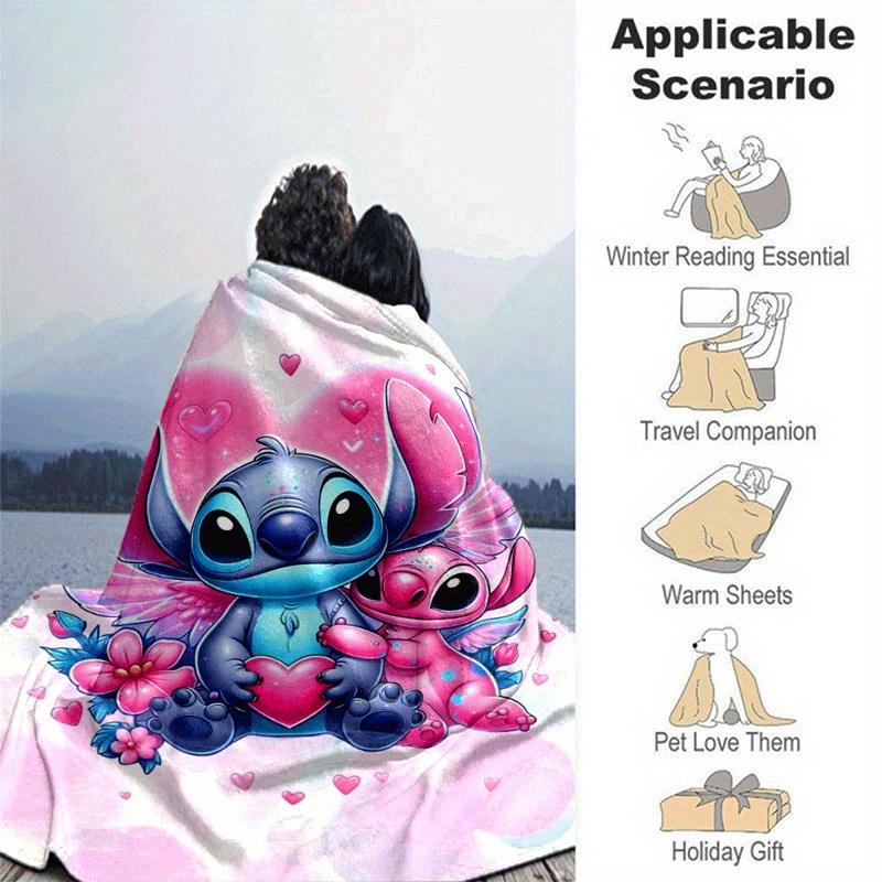 1pc Cute Stitch Printing Blanket - Soft, All-Season Throw for Living Room, Bedroom,Personalized Gift with Adorable Cartoon Design