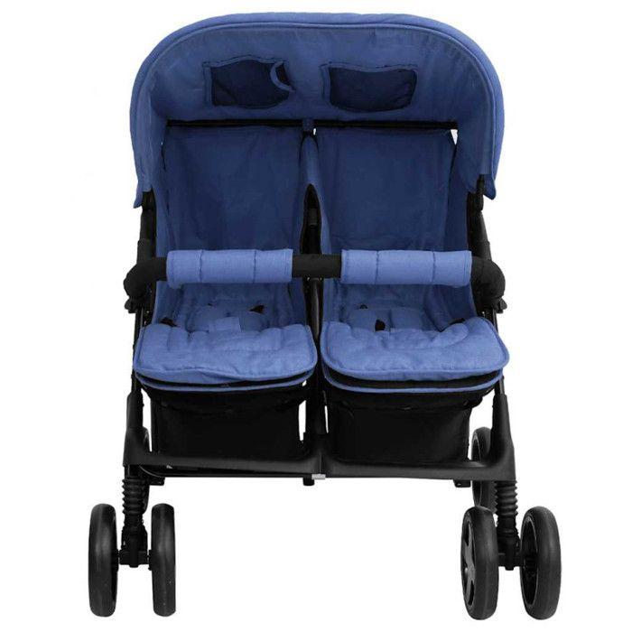 VidaXL Poussette à Deux Places Landau Pliable de Vayage Poussette de Voyage pour Tout-petit Extérieur Protection contre 10344