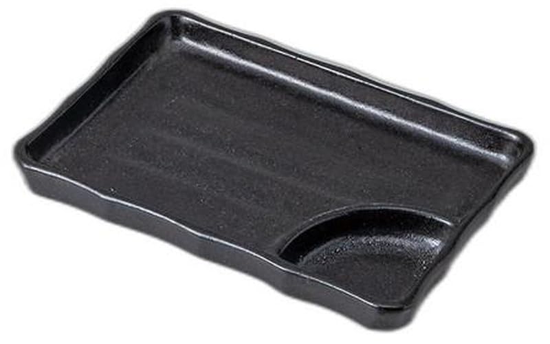 Seto Black Rectangular Divided Plate X X Yakitori Plate Setomonohonpo 7.0mm [19.3 13.2 2.5cm]