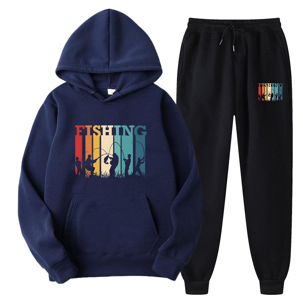 

Весенне-осенние мужские повседневные спортивные костюмы 250 г/м², толстовки и брюки, одежда оверсайз, костюмы, куртки с капюшоном XXL темно-синий