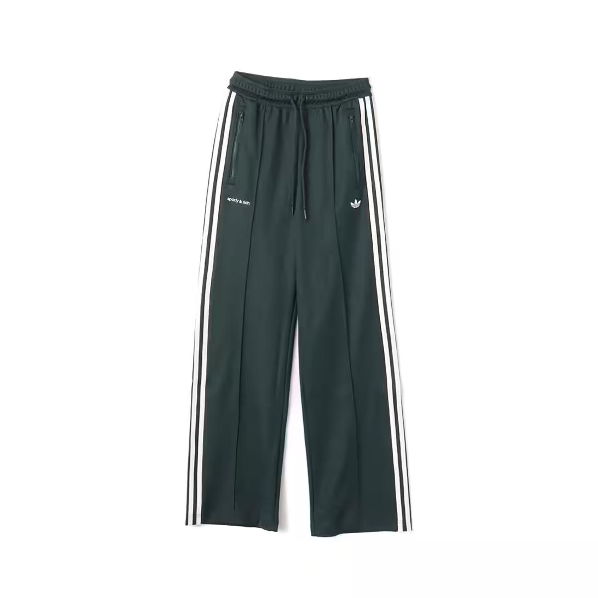 adidas Originals x Sporty & Rich Unisex Wide Leg Track Pants Shadow Green JN5323 XS