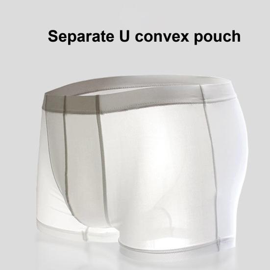 Men Boxer Underwear Mid-rise Elastic Waistband Short Briefs Breathable Smooth Lines Solid Color