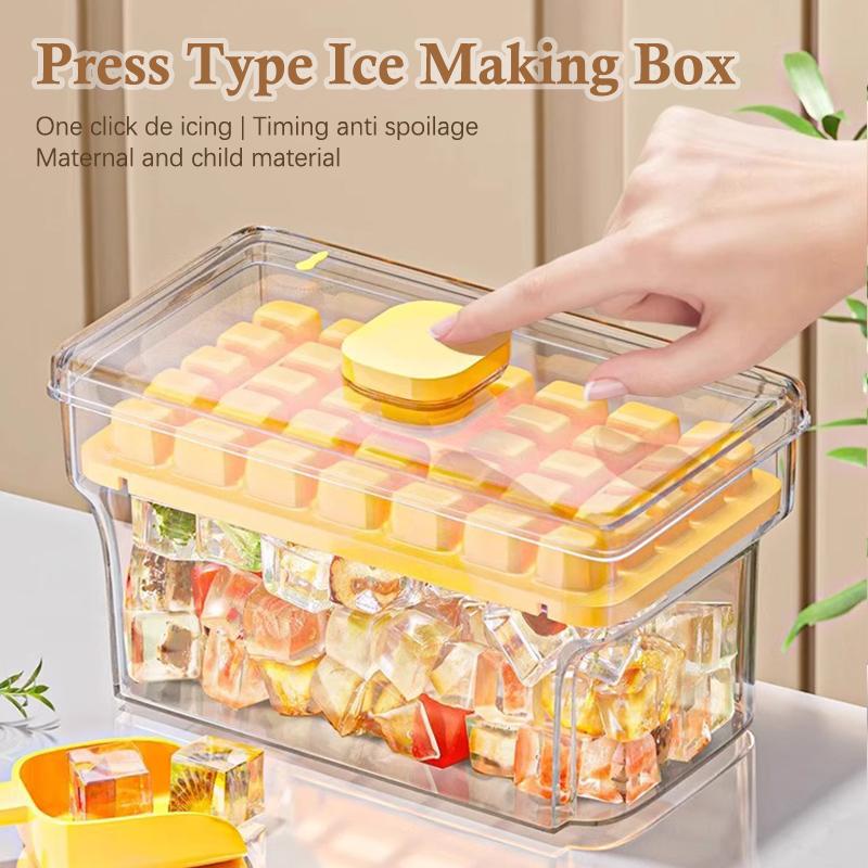 New 34/68 Compartments Ice Cube Mould Press Type With Lid Home Ice Box Ice Tool Freezer Ice Cube Maker Gifts