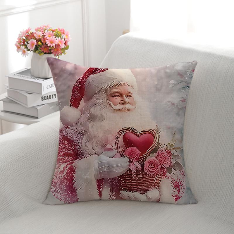 

Рождественская наволочка из льна с двусторонним принтом, украшение для рождественской елки, наволочка для диванной подушки, домашняя наволочка для подушки 45 * 45-Linen single-sided (pillowcase)