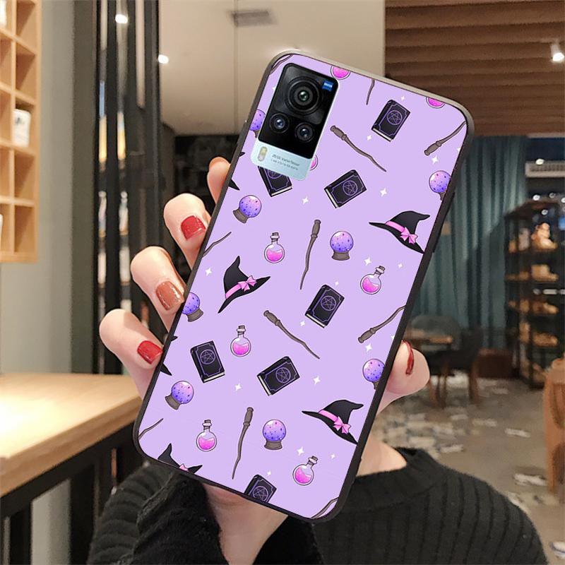 Dievčenský pastelový čarodejnícky goth mačací obal na telefón pre VIVO V21E V21 V23 V23E V2109 Y53S Y33S Y55 Y76 Y31 Y21 Y72 Y01 Y21S Y11S