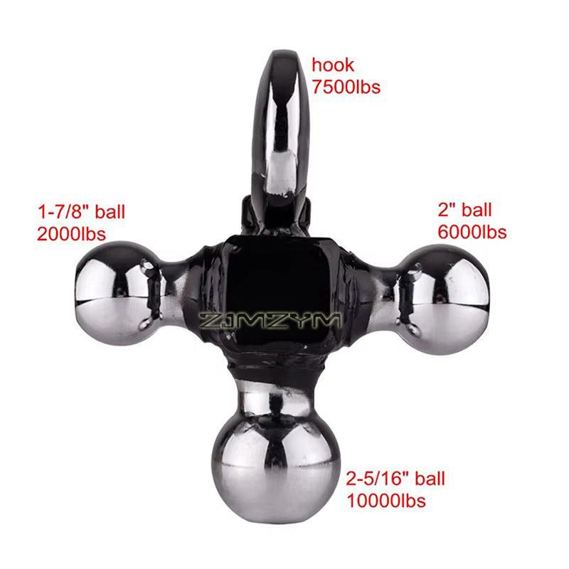 Suport de cuplă pentru remorcă cu trei bile Se potrivește receptorului de 2" Trei dimensiuni de bilă 1-7/8" 2" 2-5/16" Cuplă de remorcare Heavy Duty pentru camionetă SUV