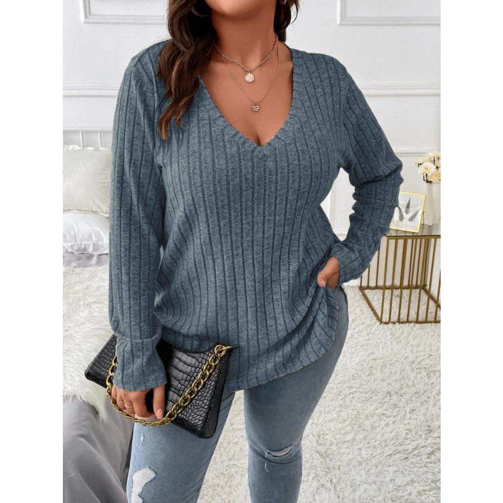 BITCED Women's Fashion Casual Solid Color Print Long Sleeve V Neck Blouses & Shirts