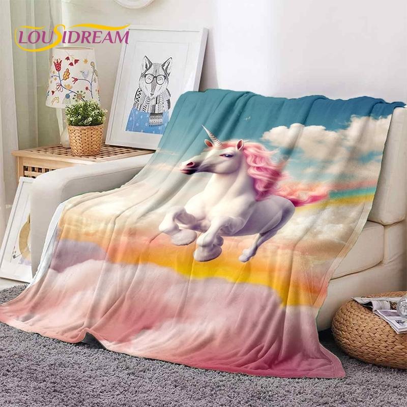 3D Cute Dream Unicorn Cartoon Girl  Soft Blankets,Keep Warm Throw Blanket Comfortable Blanket for Picnic Beds Sofa Home Bedroom