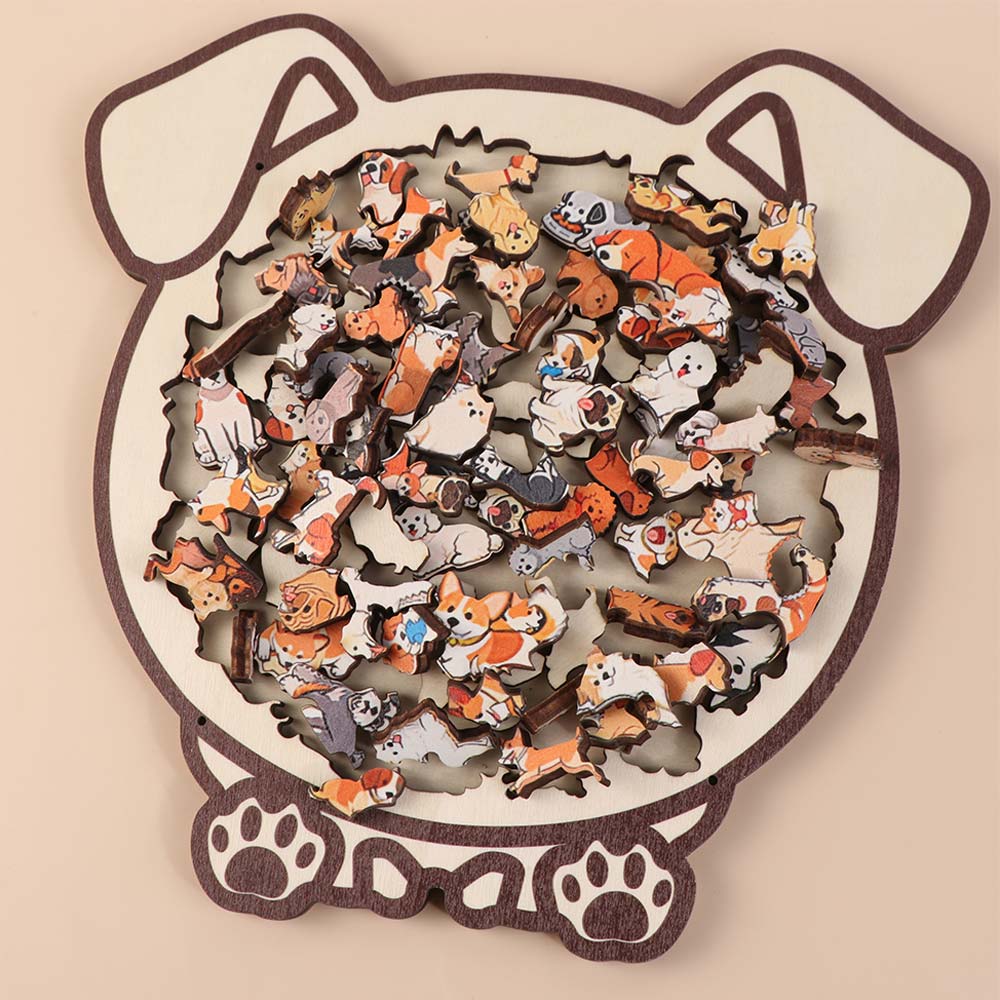 Dog Cat Wooden Puzzle Brain Burning Unique Irregular Puzzle Kids Toy Cat-shaped Jigsaw For Adults