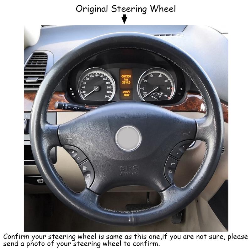 CARDAK DIY Hand-stitched Black Artificial Leather Car Steering Wheel Cover for Mercedes Benz Viano W639 2006-2011 Vito 2010-2015