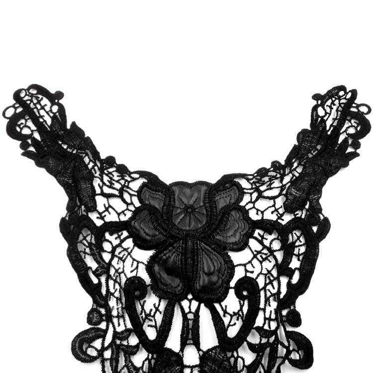 Water-soluble Lace Collar, Polyester Silk Sticky Leather Embroidered Collar, Three-dimensional Hollow Embroidered Corsage Fake Collar PU Leather