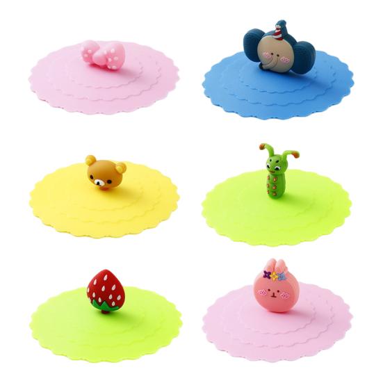 

6 шт. силиконовых крышек для стаканов, набор милых животных, чехлы для напитков, многоразовые герметичные крышки для кружек для горячих/холодных напитков, пыленепроницаемые, герметичные чехлы для стаканов Sets