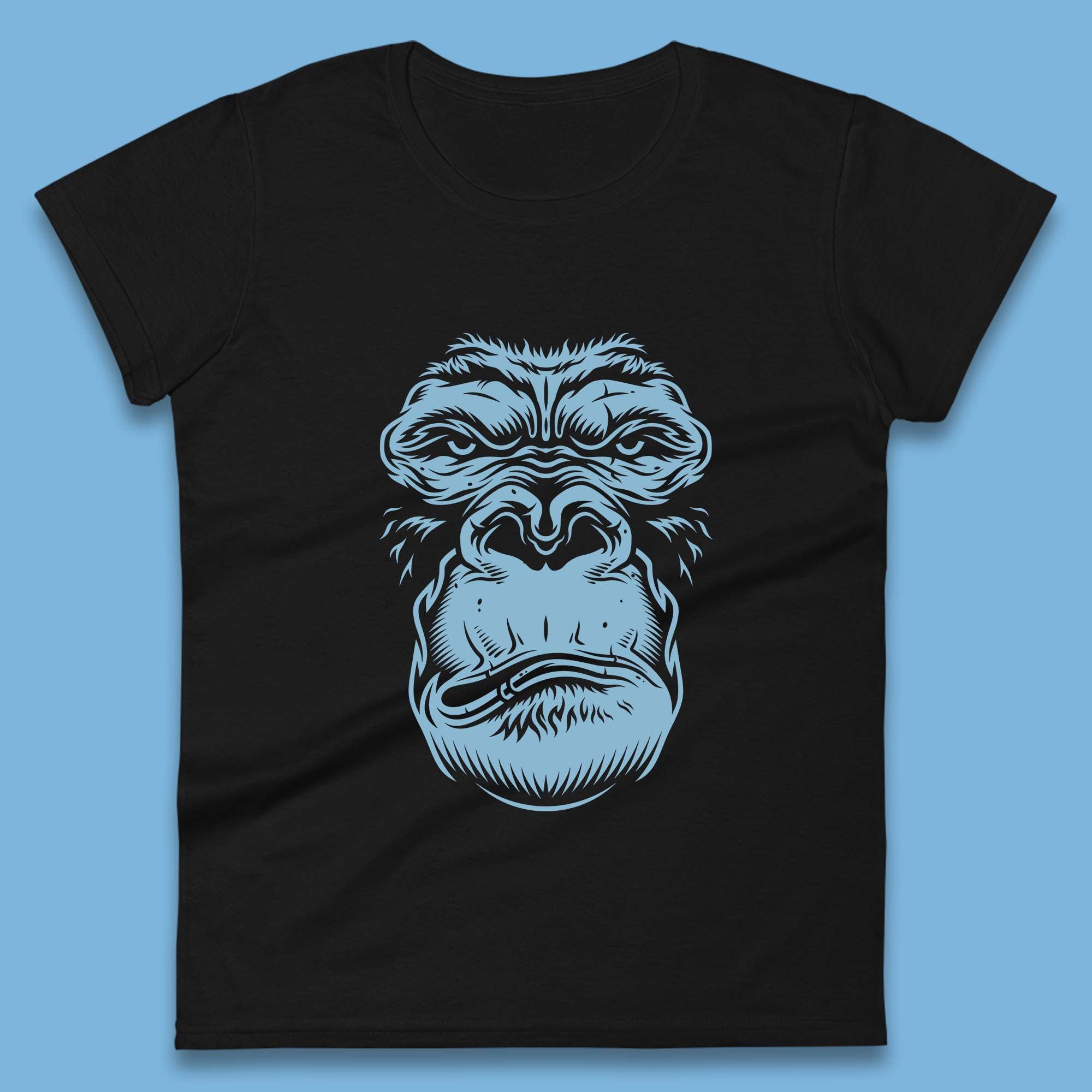 Angry Gorilla Face Scary Wild Angry Monkey Womens Tee T Shirt Mens Tops Unisex Top 3XL