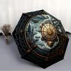 Steampunk Adventure Map Pattern Umbrella, Portable and Foldable Design, 8 Ribs, a Casual Accessory for Halloween, Christmas, and Birthday Gifts.