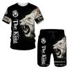 Summer Round Neck 3D Lion Printed Set Fashionable and Casual Short Sleeved Shorts Men's Clothing Sets Sport Wear