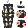 1pc Creative Rhombus Felt Hanging Jewelry Organizer Black Multi Compartment Storage Display Bag For Home Retail Showcase