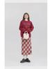 Rode Geruite Wollen Rok met Hoge Taille voor Slanke Peervormige Figuren - Koreaanse Stijl, A-lijn, Perfect voor Lente en Herfst