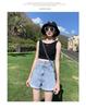 Women's Super High Waist Double Button Cuffed Denim Shorts - 2022 Spring/Summer, Slimming A-line Hot Pants, Trendy Style.