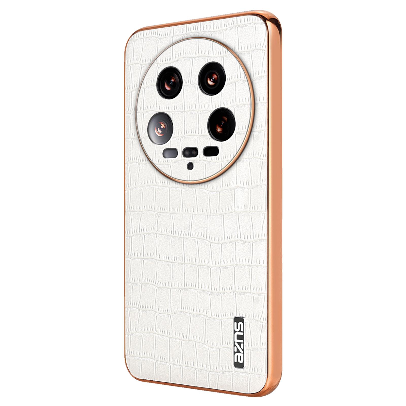 

For Xiaomi 14 Ultra Case Crocodile Pattern Leather Phone Back Cover Classic Fashion White