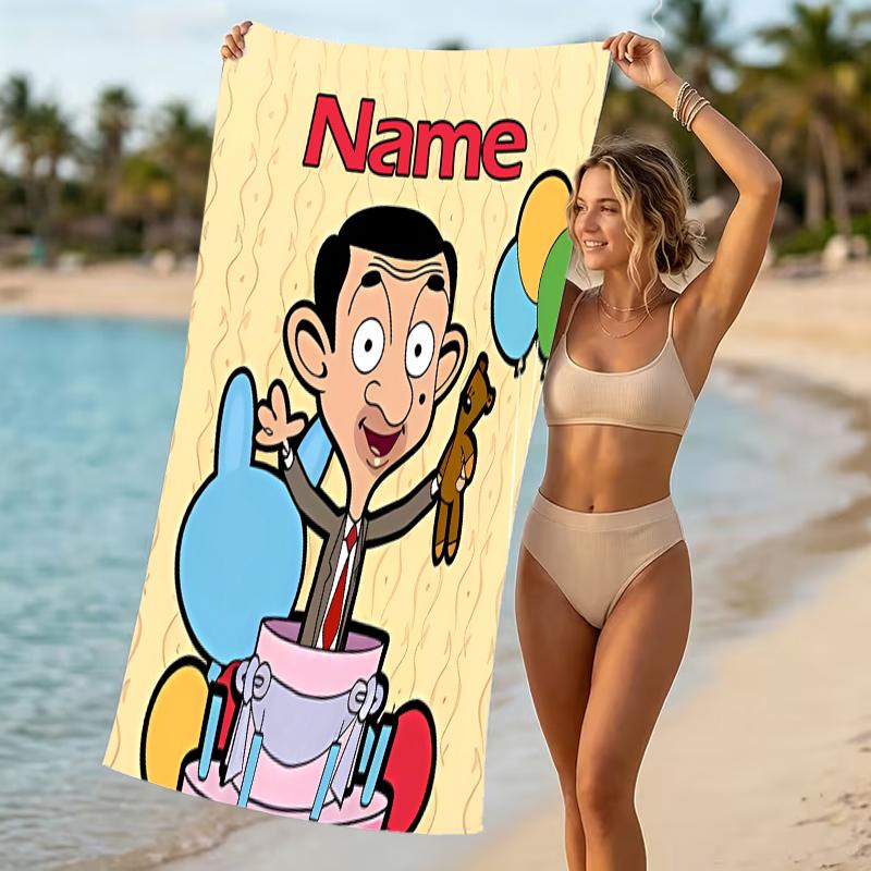 Customizable personalized beach towels Mr. Bean themed designs.Suitable for the beach, yoga, sports;ideal as beach accessories