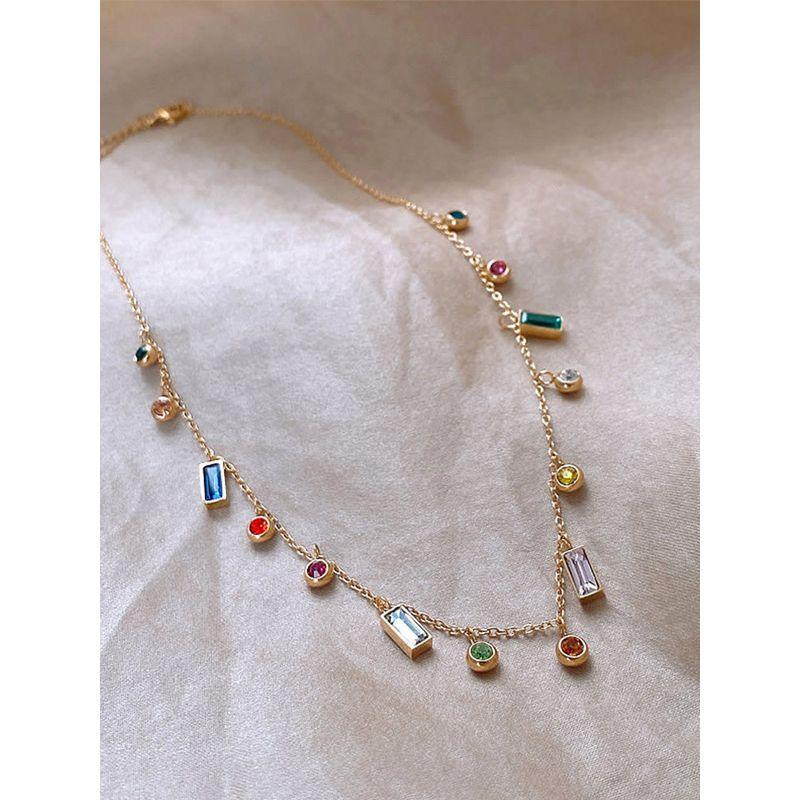 

Color Dopamine Female Anchor Clavicle Chain Elegant Zircon Colorful Necklace [Summer Dopamine]