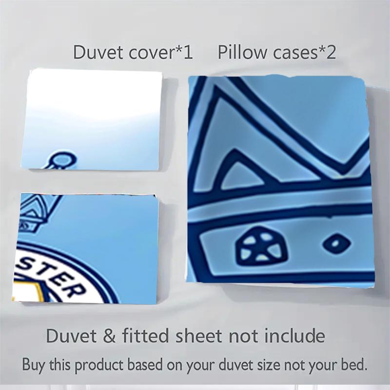 Ensemble de literie 3 pièces avec écusson de Manchester City Pour toutes les tailles Nouveau Housse de couette imprimée 3D Couette Housse de couette Taie d'oreiller Décoration de chambre