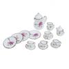 15Pcs 1:12 Dollhouse Miniature Tableware Porcelain Ceramic Coffee Tea Cups Set