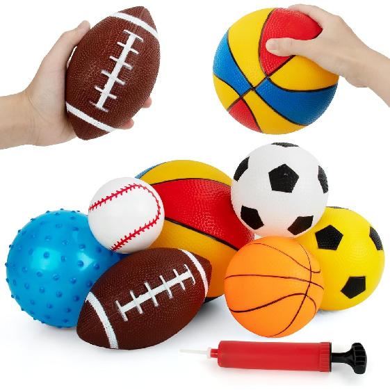 Balls for Toddlers 1-3,Toddler Sports Toys,Set of 7 Kids Ball Soft Foam Baby Sports Balls- Soccer Ball Basketball Baseball Rugby Bounce Ball