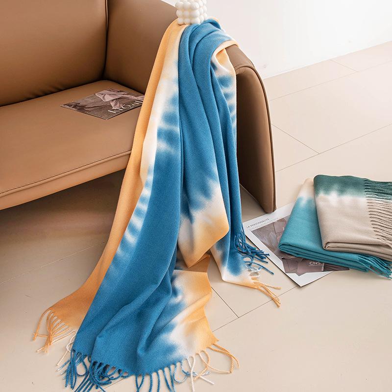 New Autumn and Winter Scarf for Girls A High End Shawl A Faux Cashmere Dopamine Couple's Warm Scarf