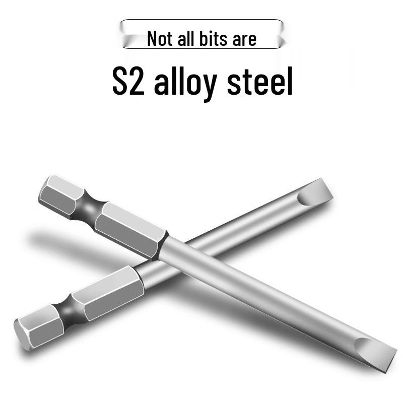 S2 Magnetic Flat Head Bit for Electric Drill & Screwdriver, Pneumatic Wind Bit, 60-150mm