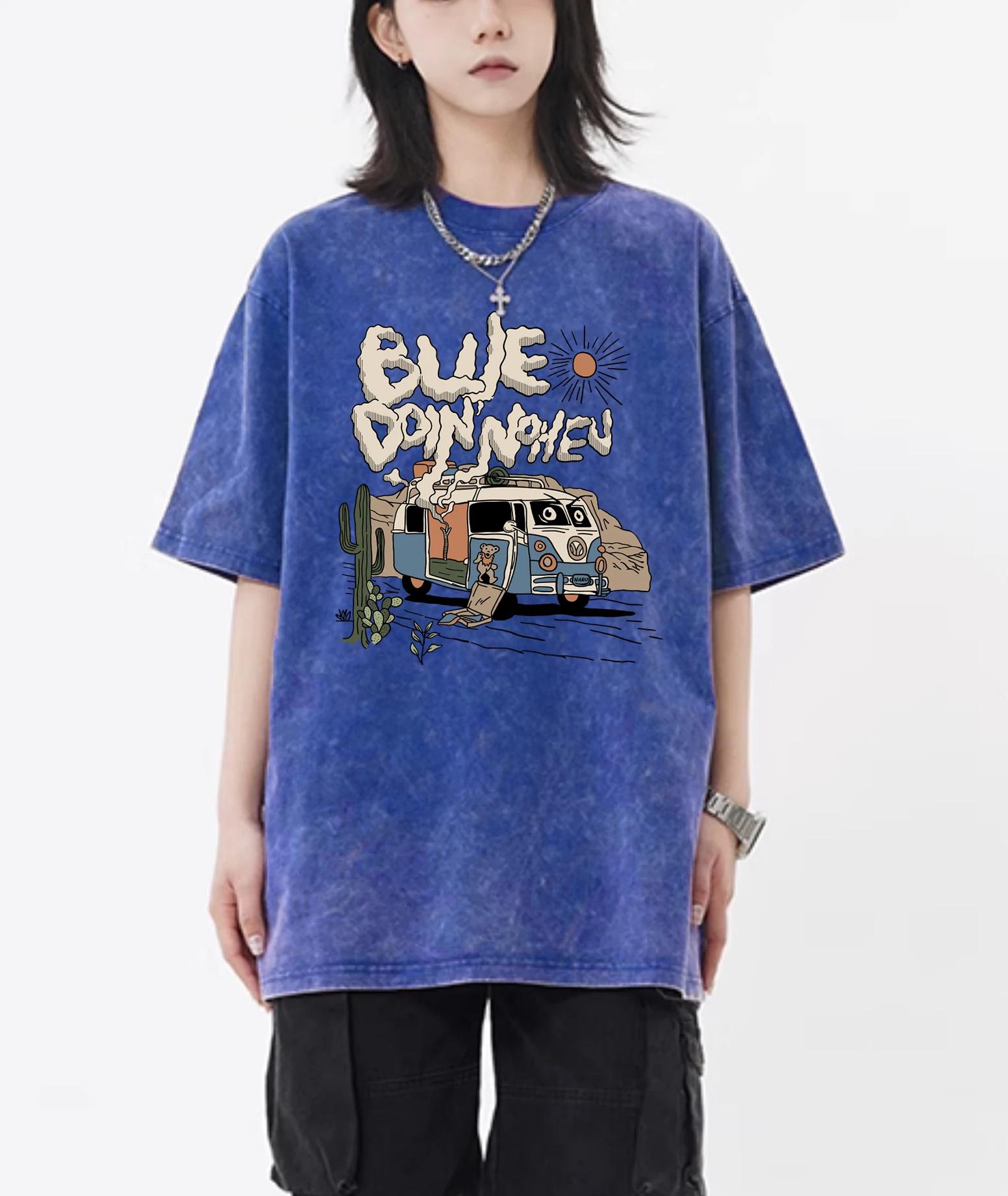 Please Pay Attention To American Printed Washed T Shirts Women Cotton Breathable T-Shirt Casual O-Neck Short Sleeve Female S разноцветный