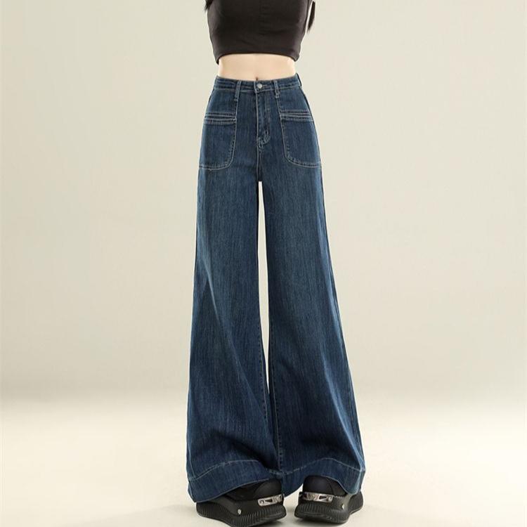 

Винтажные женские джинсы с широкими штанинами Весна Осень Свободные прямые джинсы Джинсы с высокой посадкой M белый