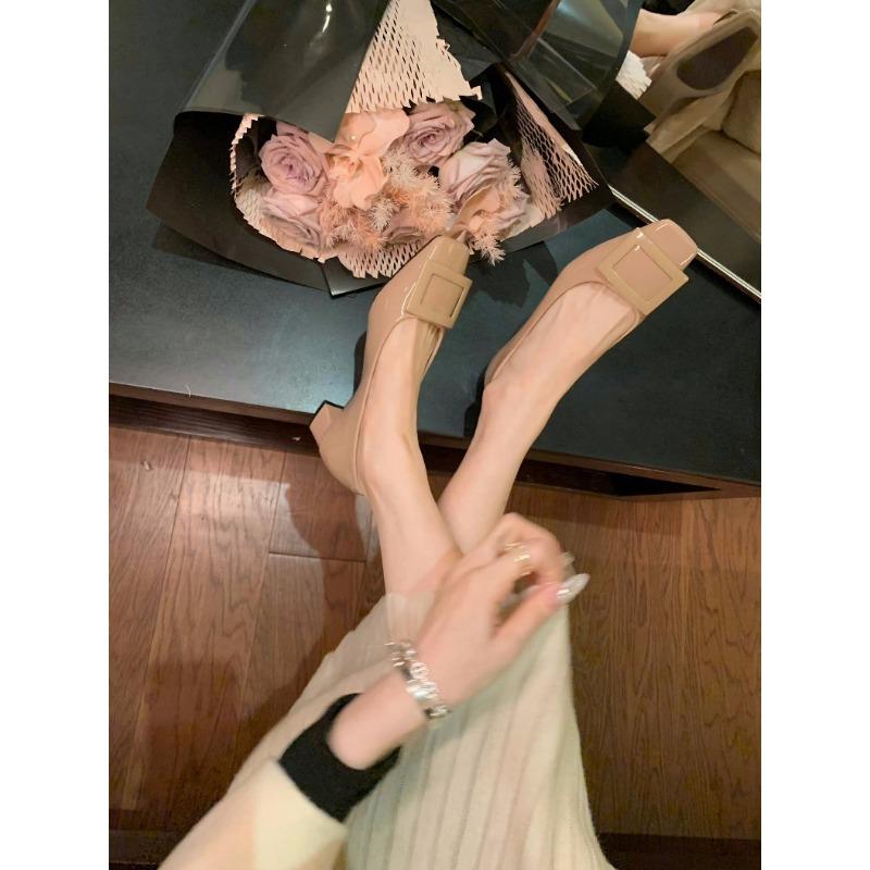 

Версия из коровьей кожи~ кожаные туфли на толстом каблуке с квадратной пряжкой, женские туфли Мэри Джейн на среднем каблуке, женская обувь, маленькие кожаные туфли 35