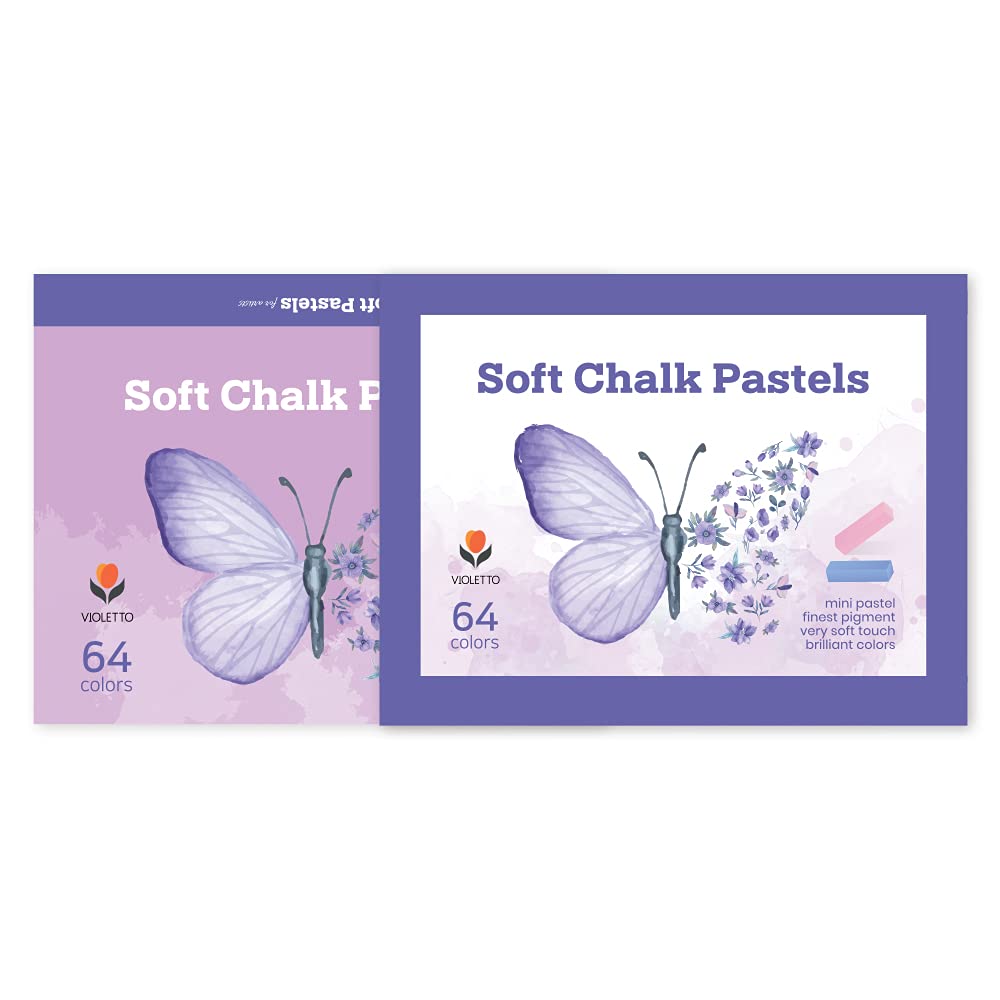 VIOLETTO Soft Pastel Set 64 Colors Professional Children's Art Supplies Non-Toxic Chalk Short Pastels