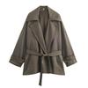 European and American Style, French Style, Women's Wear, Straight-leg Belt, Flowing Jacket, Trench Coat, Mid-rise Pleated Trousers